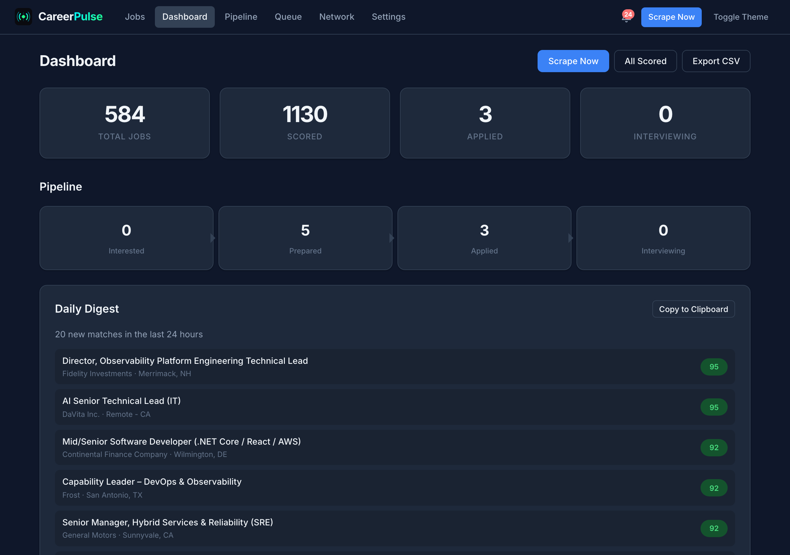 CareerPulse interface